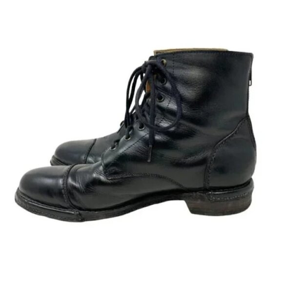 Bed Stu Dugas Laurel Black Leather Cap Toe Lace Up Rear Zip Ankle Boots Size 9.5 - Picture 4 of 12